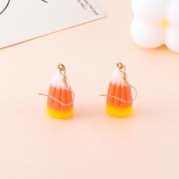 Fall Acrylic Dangle Candy Corn Earrings Jewelry Gift for Women - Picture 5 of 6